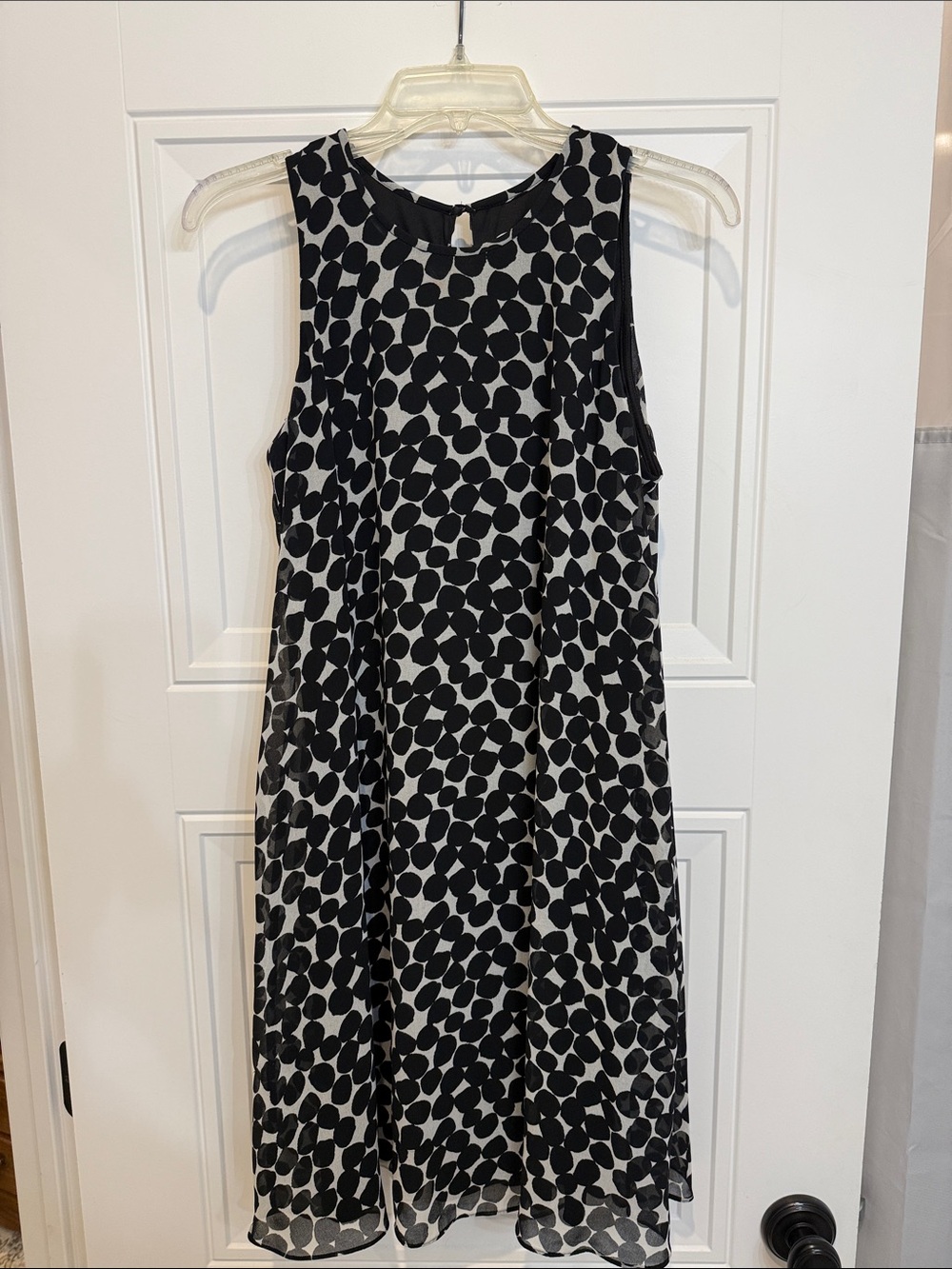 Calvin Klein Black and White Polka Dot Sleeveless Dress